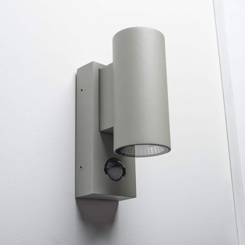 Hampstead 3W LED Outdoor Up & Down Wall Light with PIR - IP54 - 3000K Warm White - Silver
