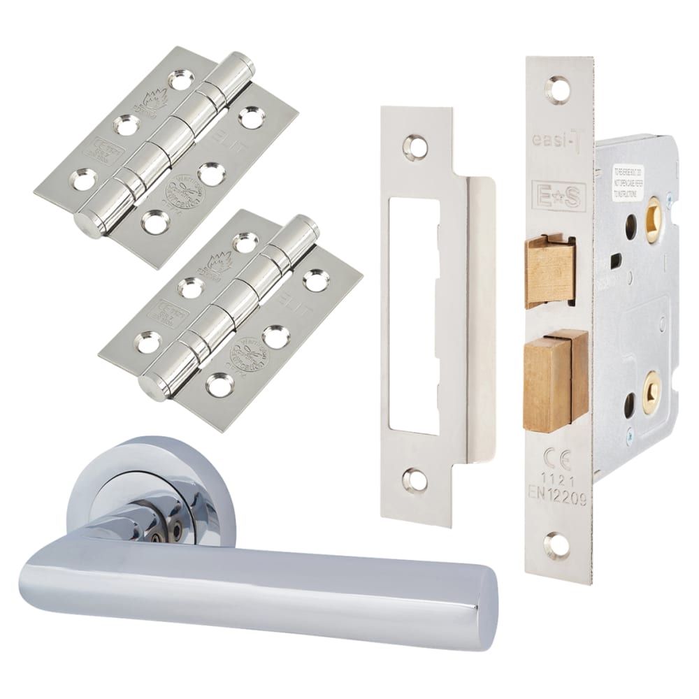 Touchpoint Emily Bathroom Lock Door Handle on Rose Kit - Polished Chrome 