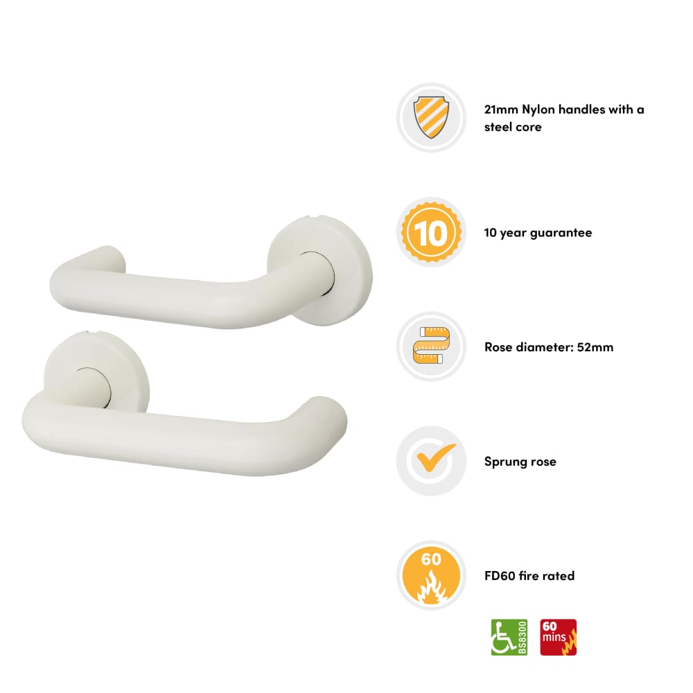 Hoppe Paris AR600/20 Nylon Steel Core Safety Door Handle on Rose - Diamond White