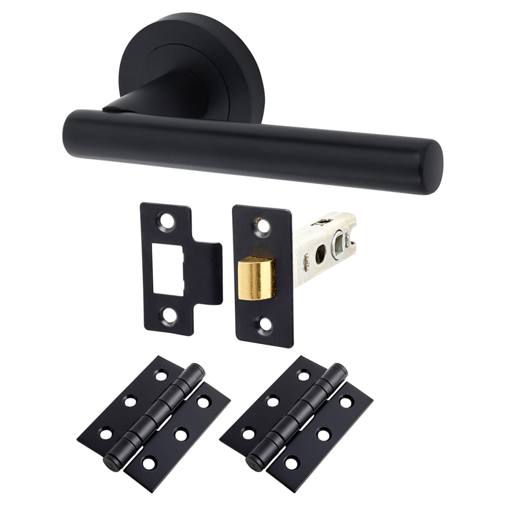 Altro Ella Latch Door Handle on Rose Kit - Matt Black