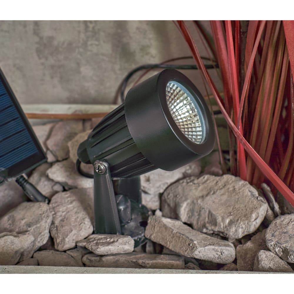 Forum Zink Maltby 2W LED Solar Ground Spike Garden Light Kit - IP65 - 4000K/RGB - Black - Pack of 4