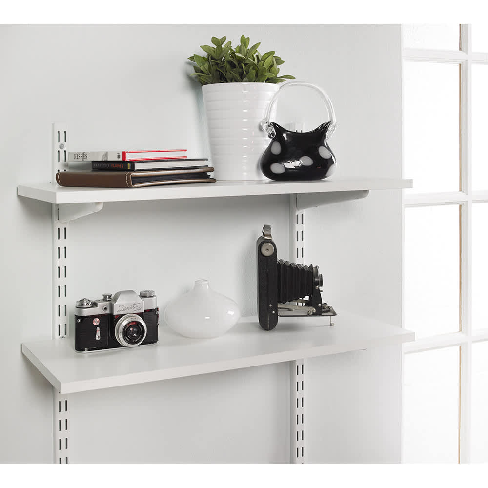 Rothley Twin Slot Shelf Bracket - 120mm Length - Matt White