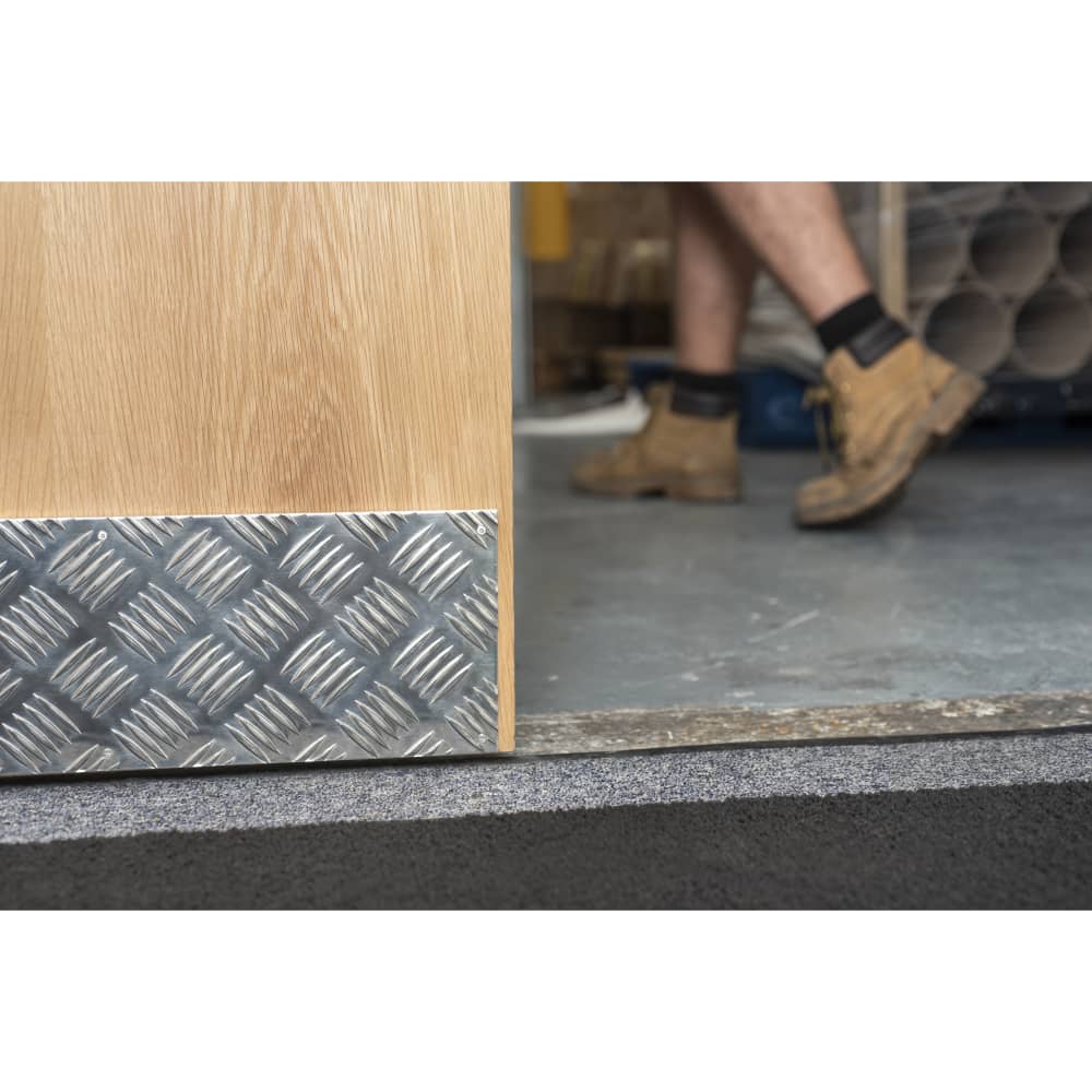 Aluminium Kick Plate / Finger Plate - Made to Measure - 3mm - Checker Plate 5 Bar Tread - Mill