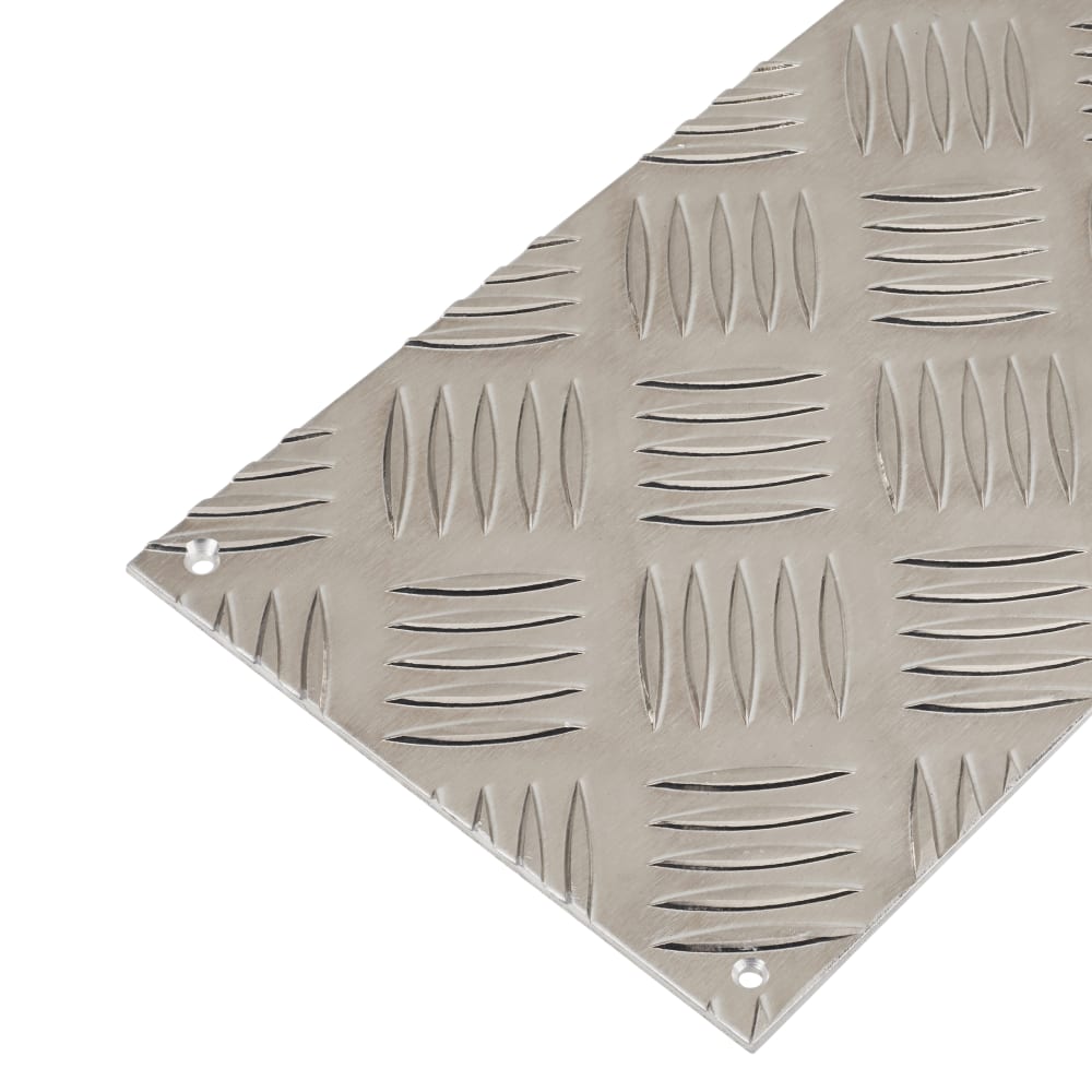 Aluminium Kick Plate / Finger Plate - Made to Measure - 3mm - Checker Plate 5 Bar Tread - Mill
