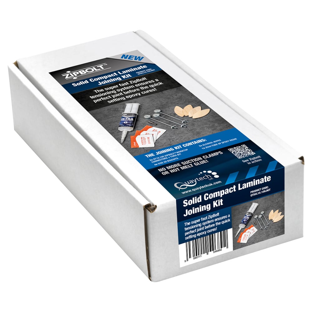 Zipbolt Solid Compact Laminate Worktop Joining Kit - Suits 12 - 15mm Thick Worktops