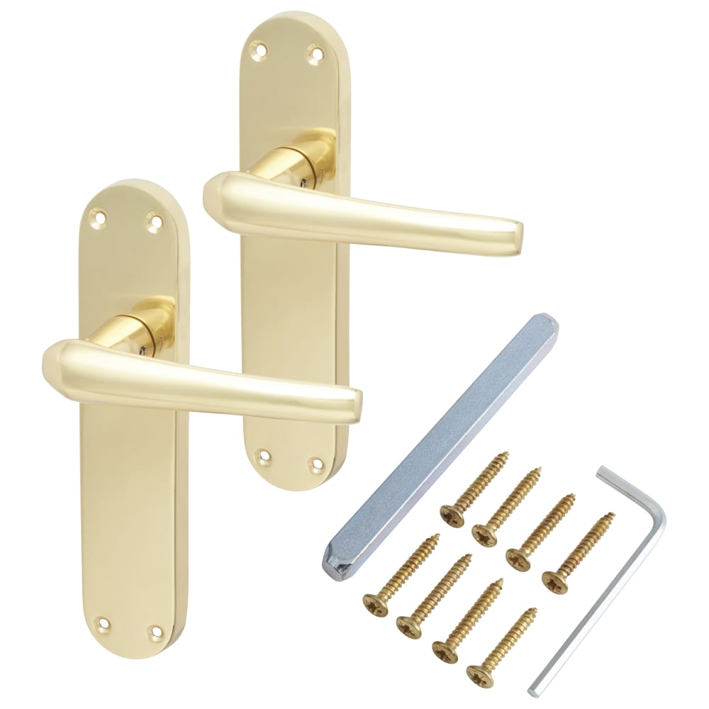 Hampstead Naples Latch Door Handle - 182 x 40mm - Polished Brass