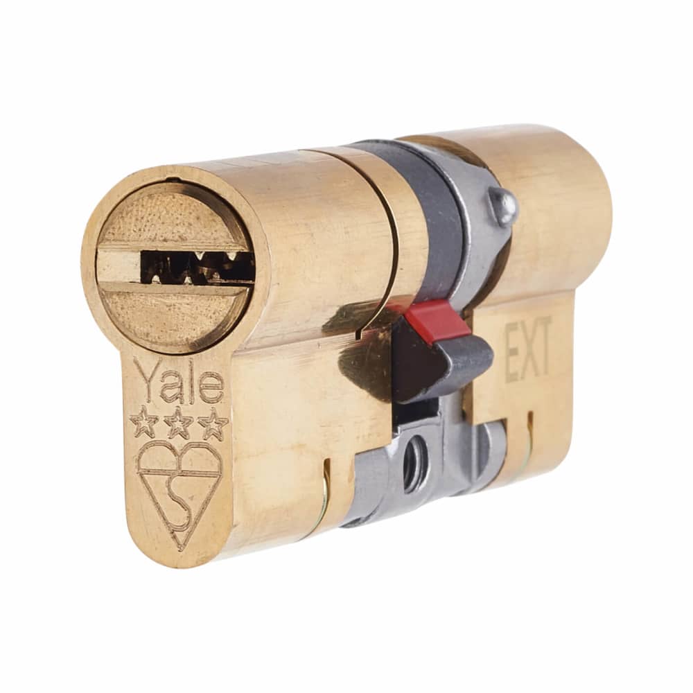 Yale 3 Star Anti-Snap Platinum 70mm Euro Double Cylinder - 35 + 35mm - Pol Brass - Keyed to Differ