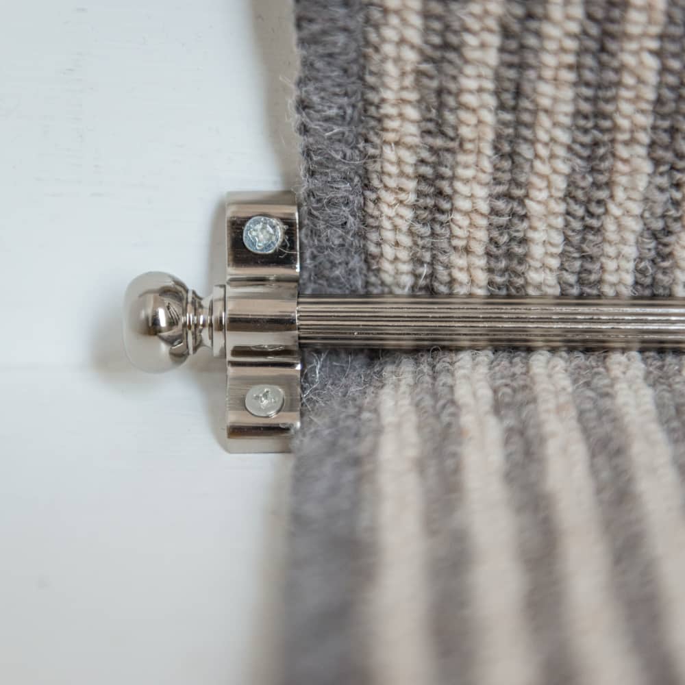 Altro Lines Stair Rod with Round Bulb Finials - 900mm Length - Polished Nickel