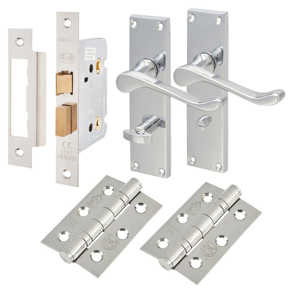 Touchpoint Victorian Scroll Handle Door Kit - Bathroom Lock Set ...