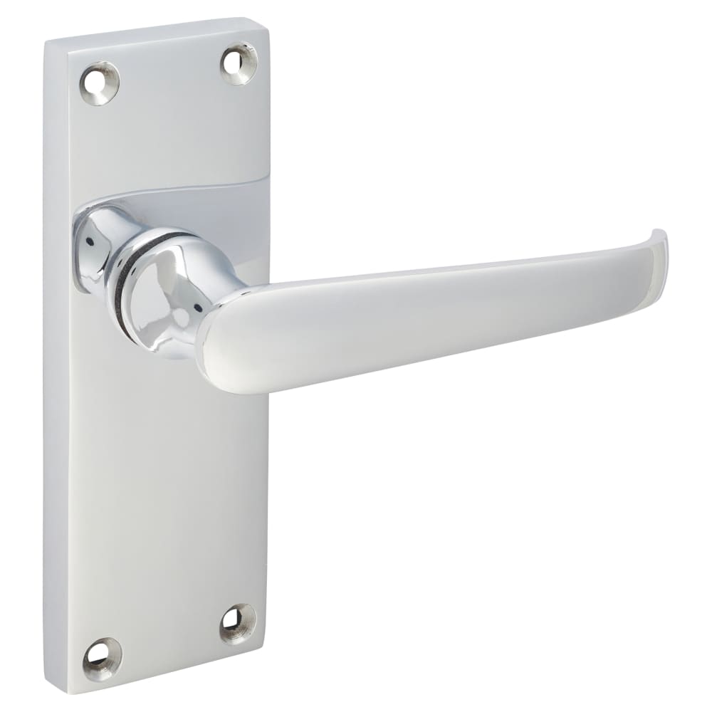 Touchpoint Victorian Latch Door Handle Kit - Short Plate - Polished Chrome