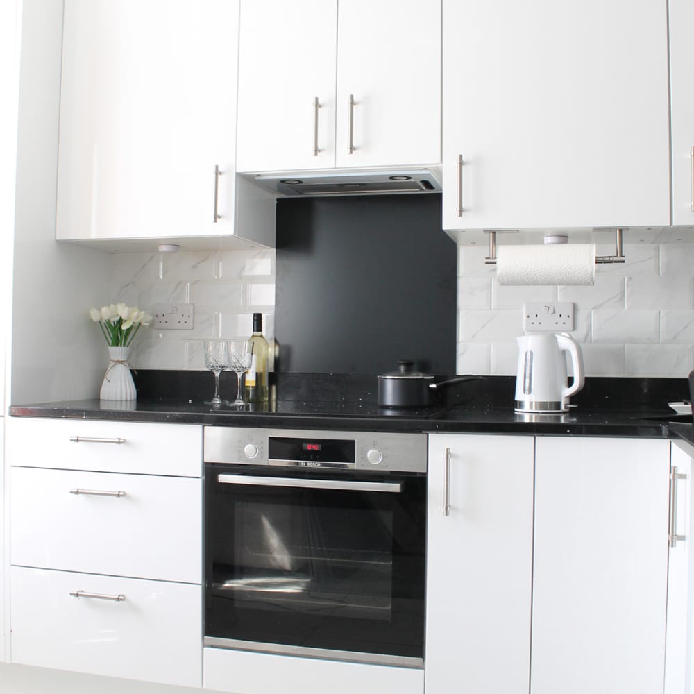 Altro Aluminium Kitchen Splashback - 900 x 750mm - Gloss Brushed Black
