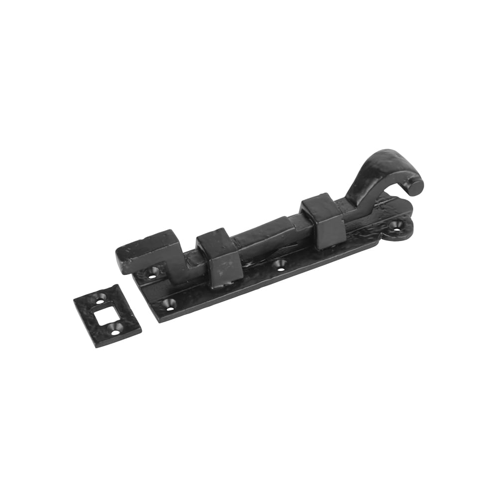 Olde Forge Blacksmith Necked Barrel Bolt - 102 x 35mm - Antique Black Iron