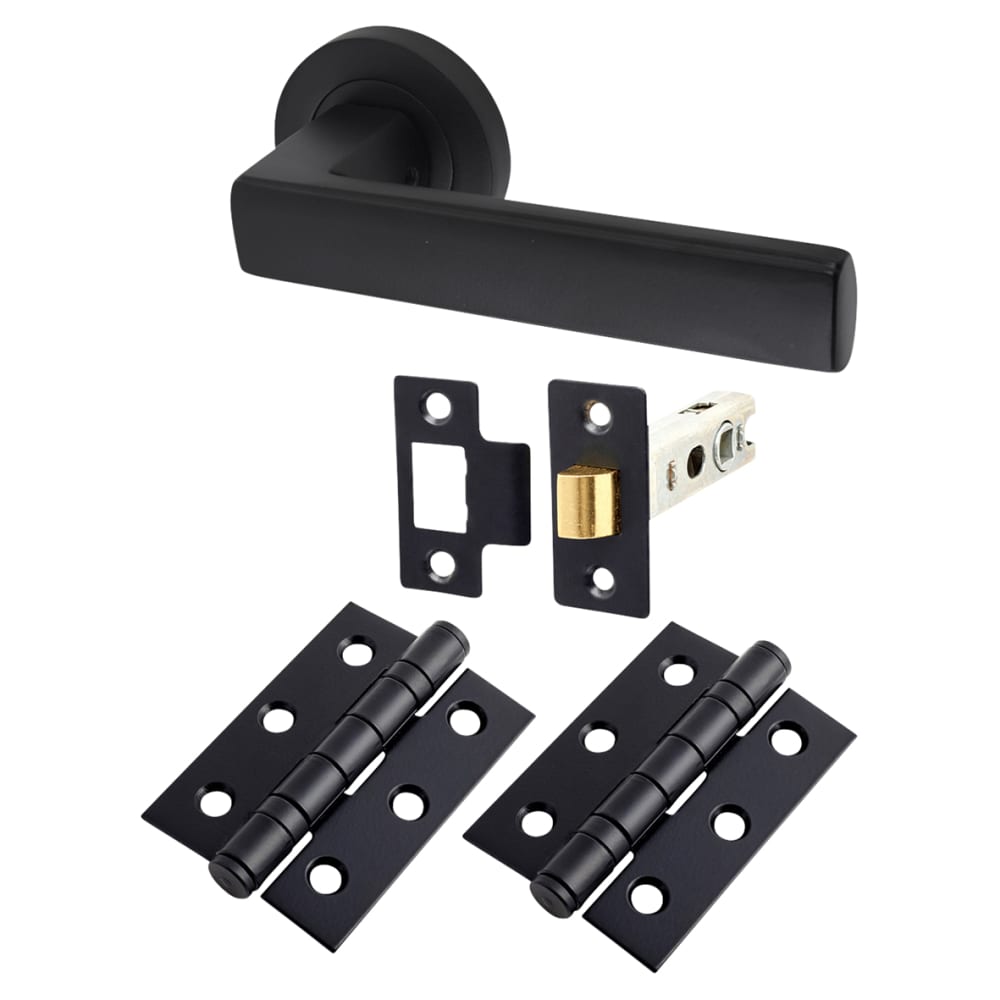 Hampstead Zara Latch Door Handle on Rose Kit - Matt Black