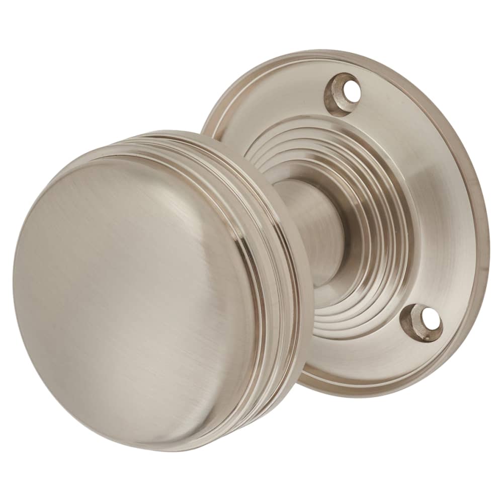 Touchpoint Ringed Mortice Door Knob - 63mm Rose Diameter - Satin Nickel