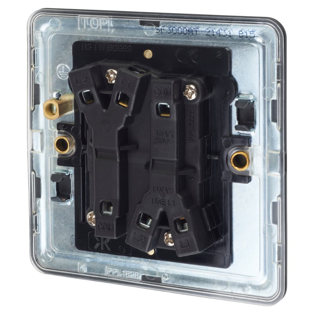 Knightsbridge 10AX 2 Gang Screwless Flat Plate Light Switch - Anthracite Grey 