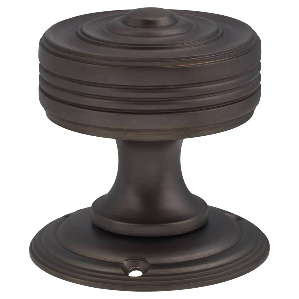 Hampstead Georgian Ringed Mortice Door Knob - 55mm Rose Diameter - Brushed Oil Rubbed Bronze 
