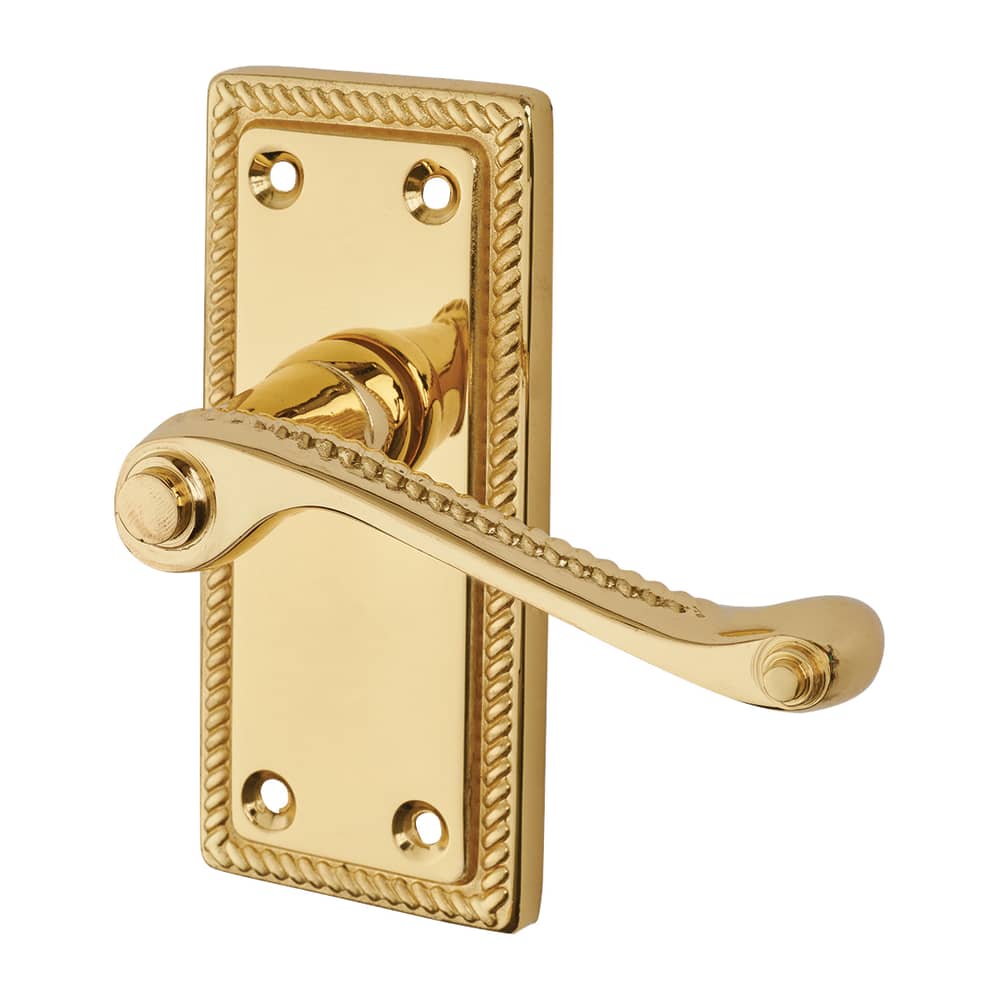 Touchpoint Budget Rope Edge Latch Door Handle Kit - Short Plate - Polished Brass