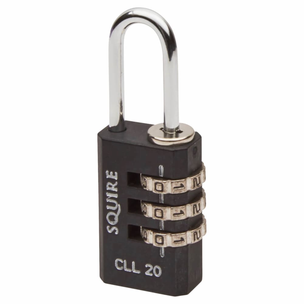 Squire Tough Lock Combination Padlock - 20mm Body - 9 x 22mm Shackle - Black