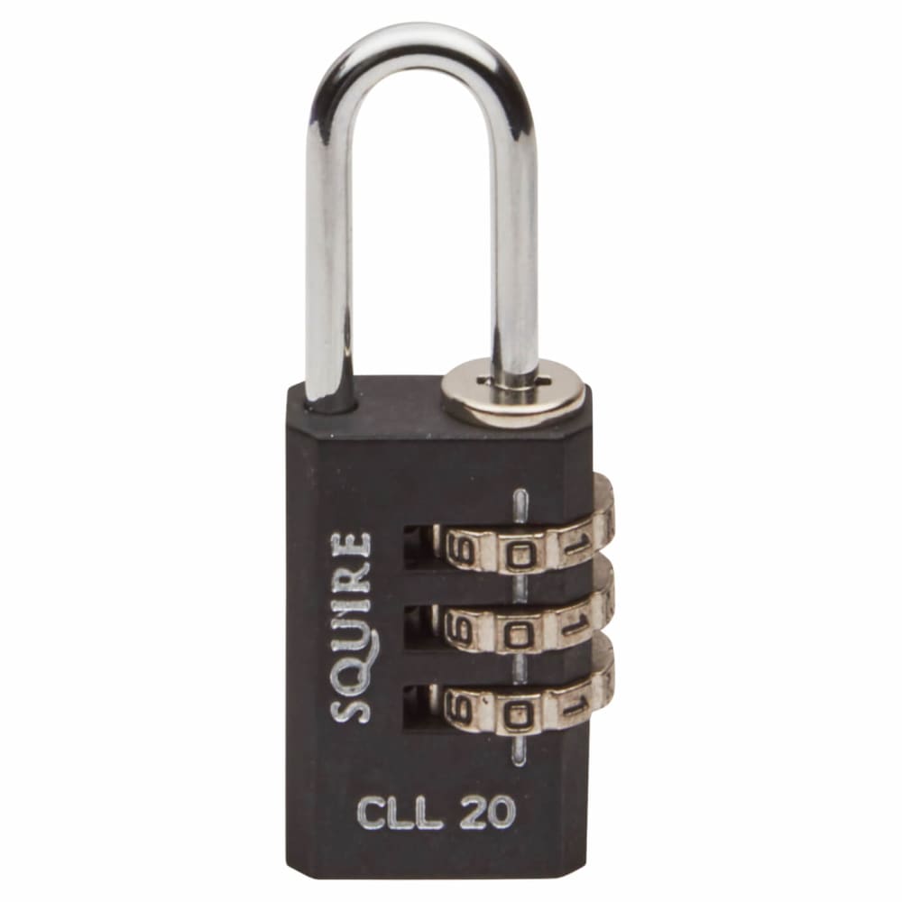 Squire Tough Lock Combination Padlock - 20mm Body - 9 x 22mm Shackle - Black