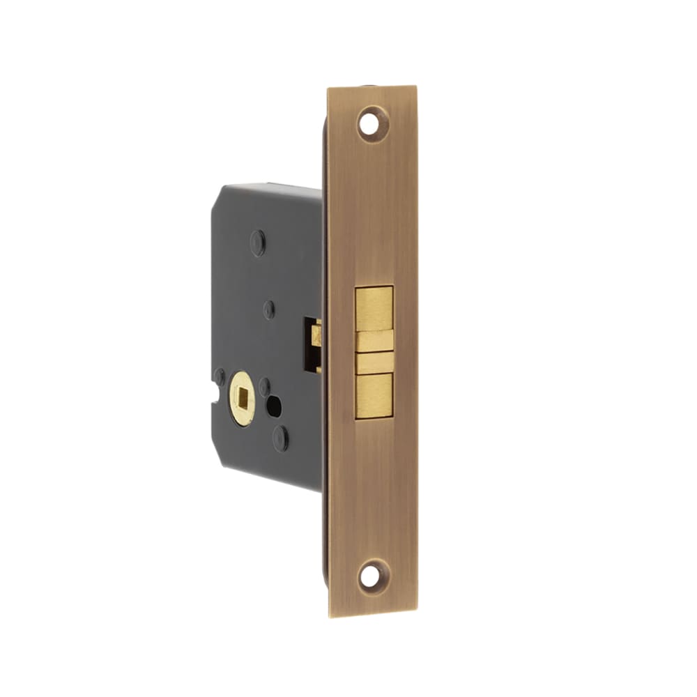 Jedo Sliding Door Bathroom Lock - 76mm Case - 56mm Backset - Antique Brass