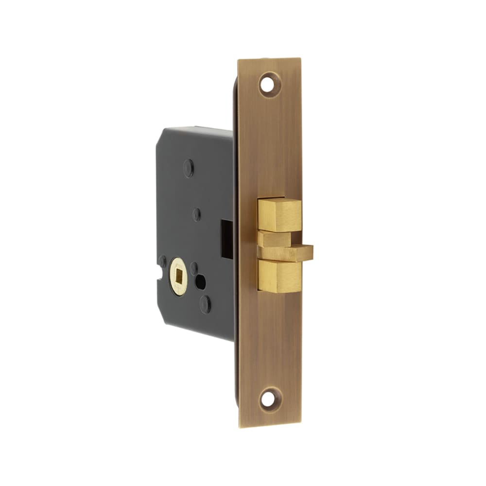 Jedo Sliding Door Bathroom Lock - 76mm Case - 56mm Backset - Antique Brass