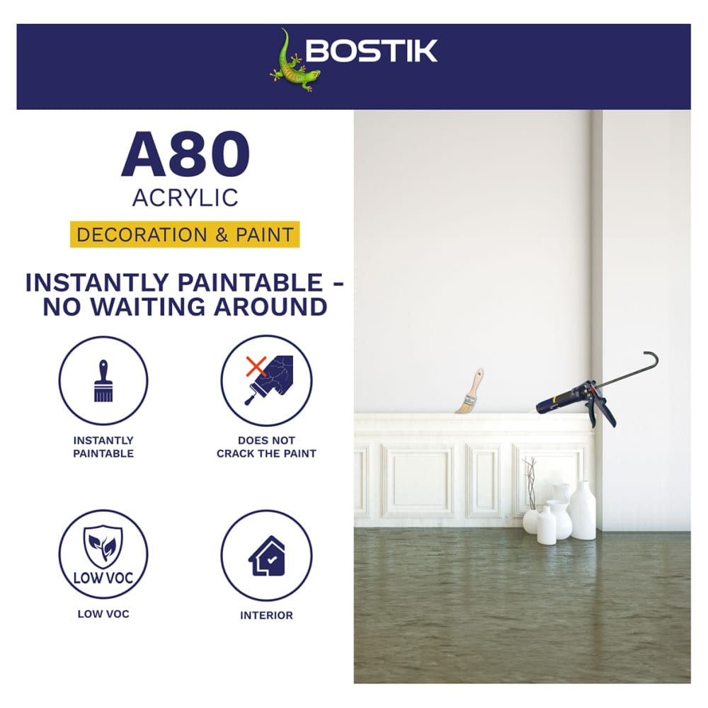 Bostik Pro A80 Acrylic Decorators Caulk - 310ml - White