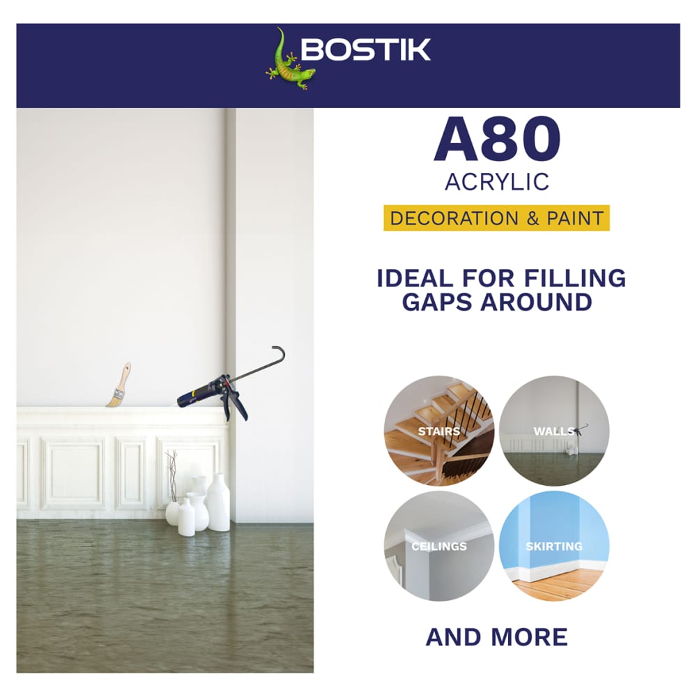 Bostik Pro A80 Acrylic Decorators Caulk - 310ml - White