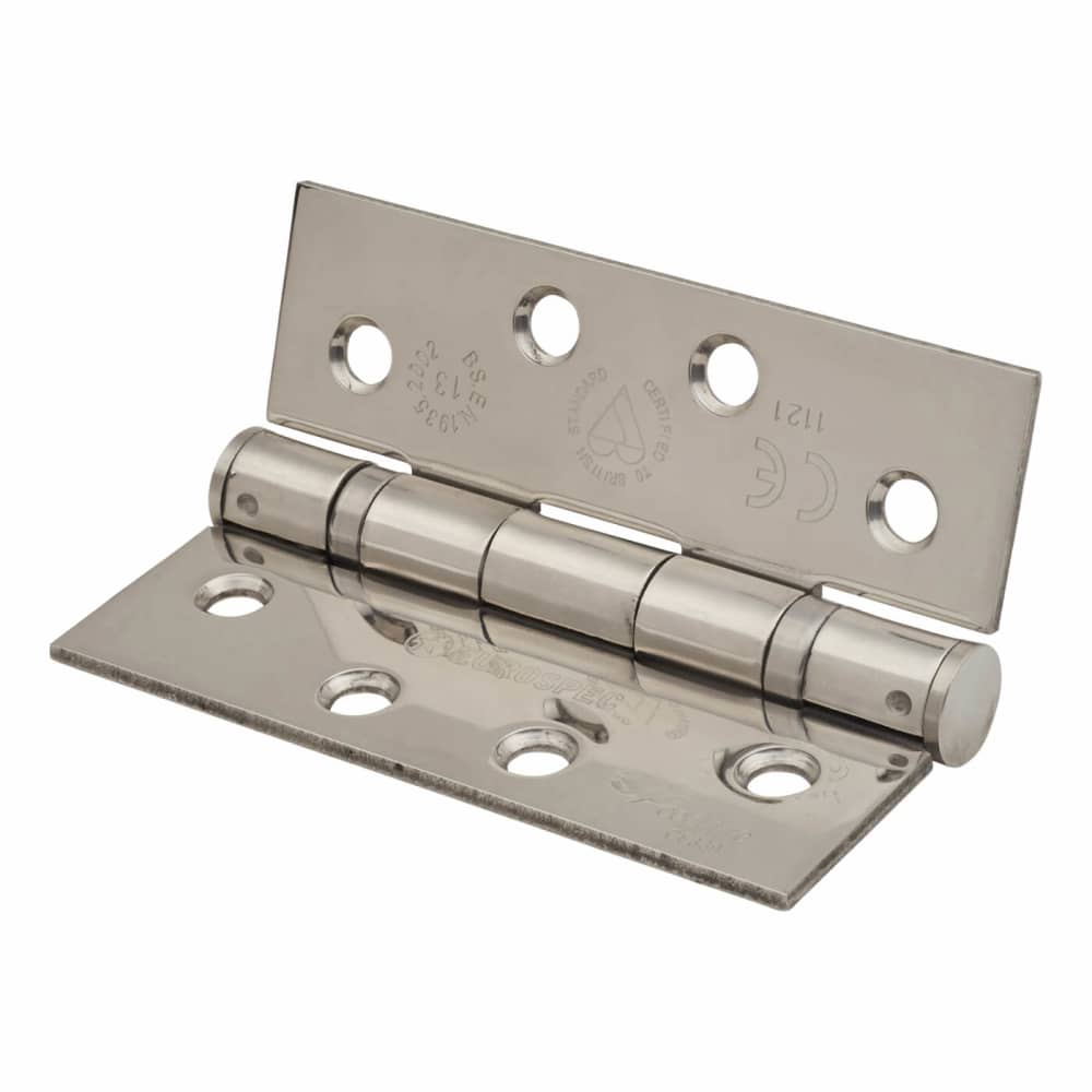 Enduro Twin Ball Bearing Grade 13 Butt Fire Door Hinge - 102 x 76 x 3mm - 201 Pol Stainless - Pair