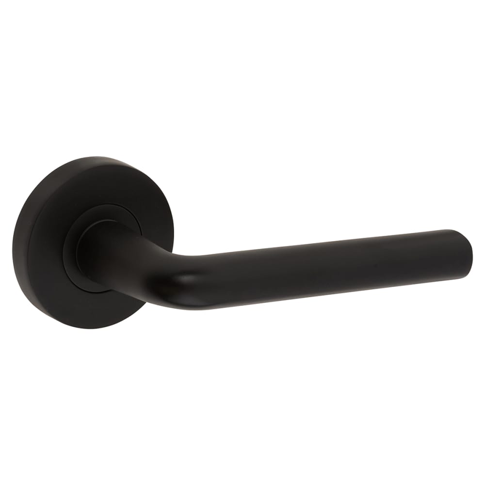 Jigtech Riva Door Handle on Rose - Matt Black