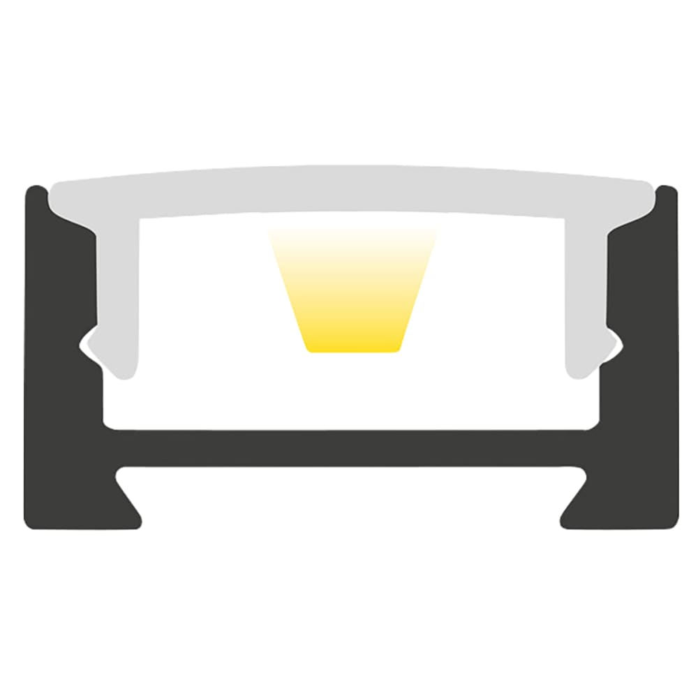 Integral LED Surface Mount Profile with Frosted Diffuser for LED Strip Light - 1000mm - Aluminium