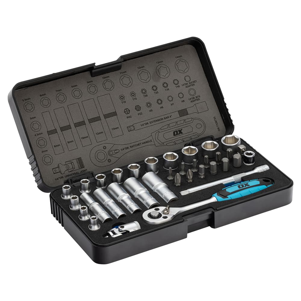 OX Trade 1/4" Drive Socket Set - 35 Pieces
