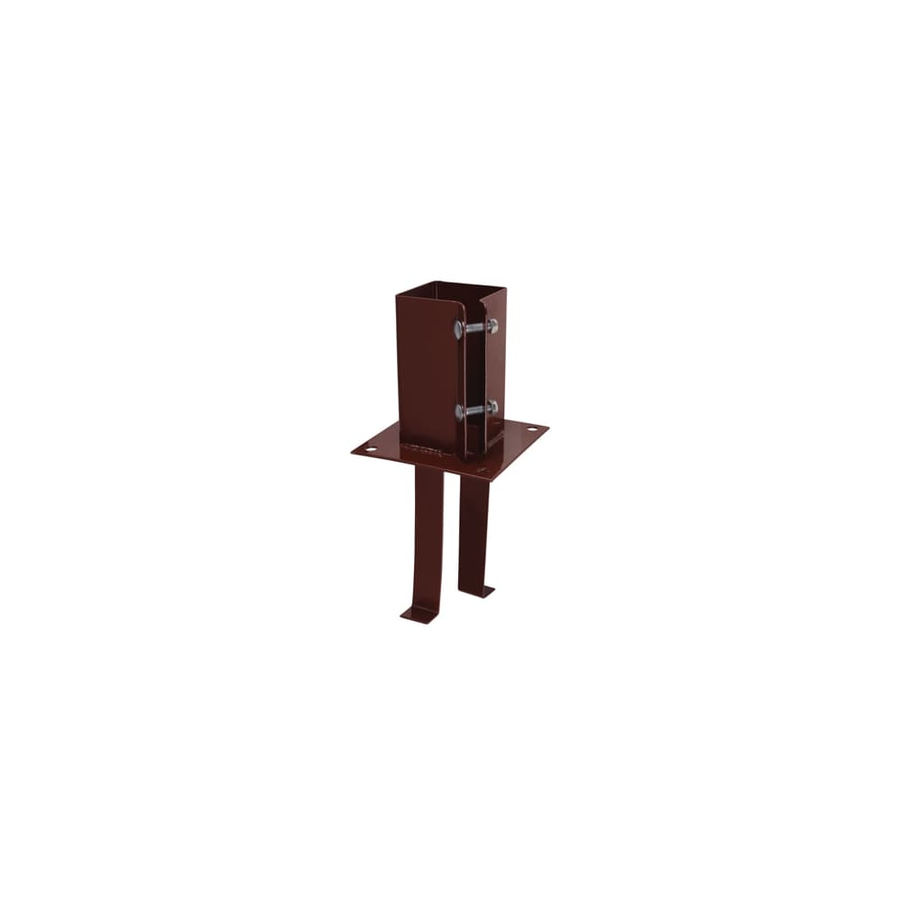 Powapost Fence Post Concrete in Shoe - Twin Bolt - 100 x 100mm - Brown Powder Coated