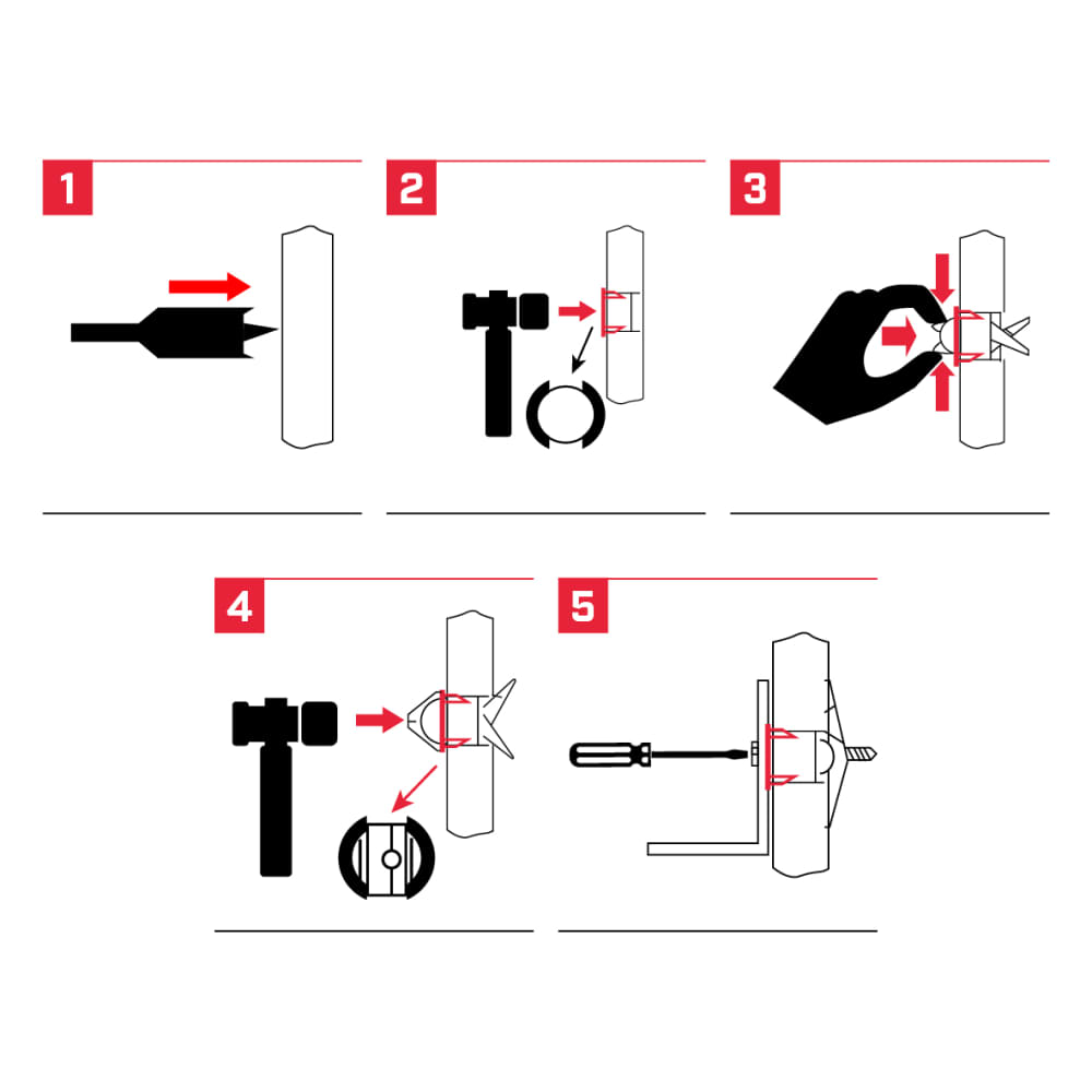 Bullfix Heavy Duty Plasterboard Fixing Kit for TV Brackets - 5 x 20mm - Pack of 4
