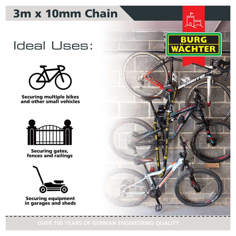 Burg Wachter GKM Fabric Sleeve Hardened Square Link Security Chain - 10 x 3000mm - Black
