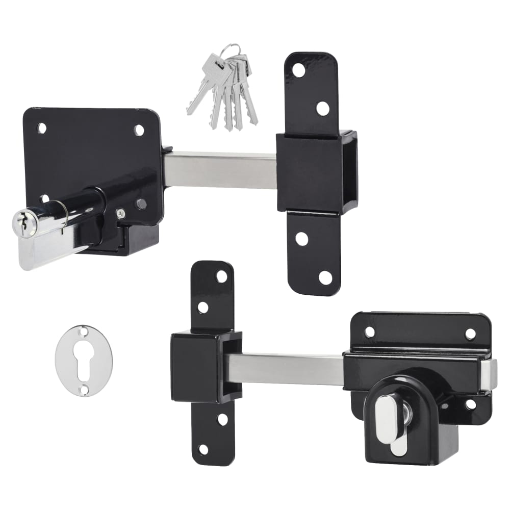 GateMate Locking Long Throw Gate Lock - 50mm Gate Thickness - Euro Thumbturn Cylinder - 316 Stainless Steel 
