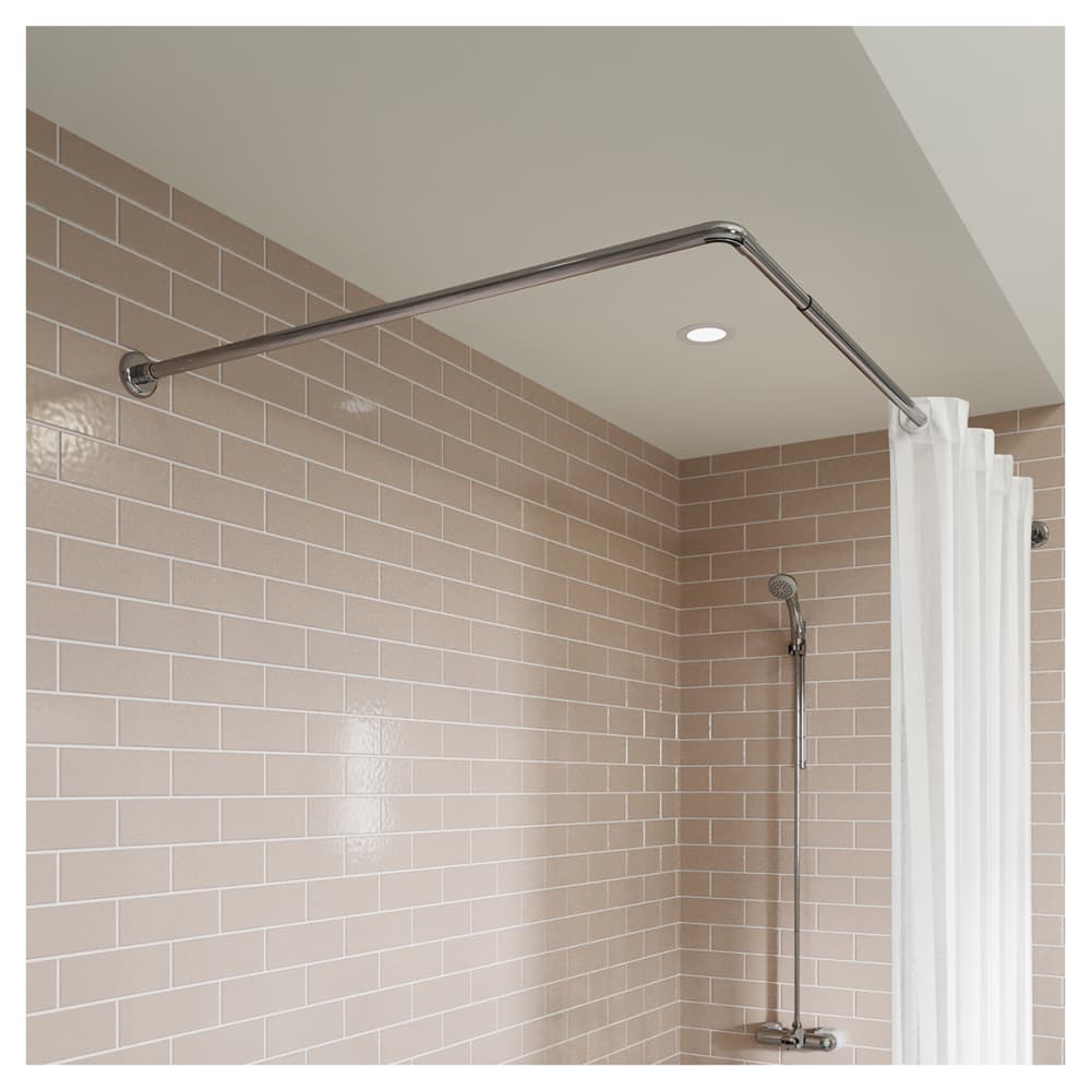 Croydex Shower Rail - L Shaped - Telescopic Rod - 1400-2600mm Length - Chrome