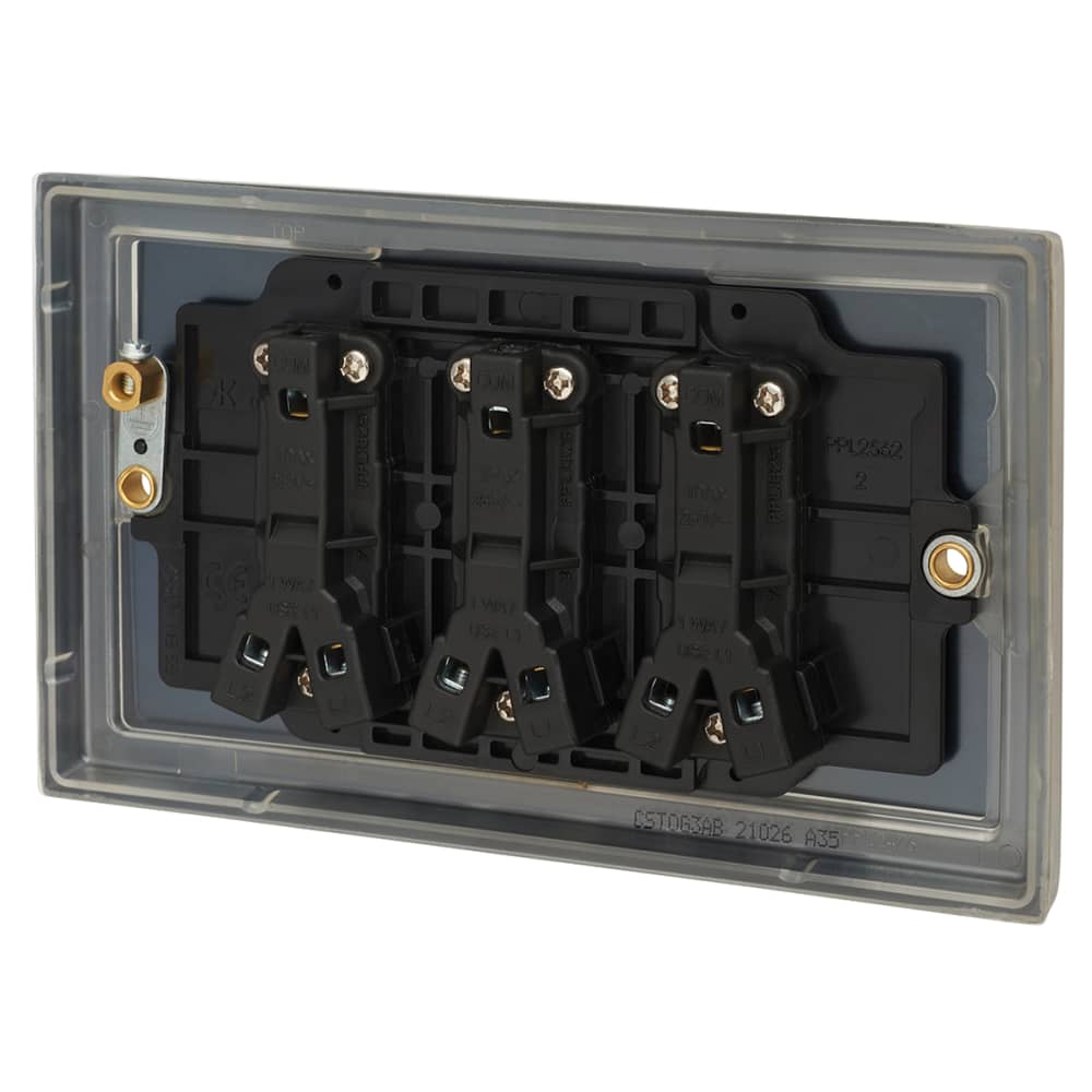 Knightsbridge 10AX 3 Gang 2 Way Toggle Light Switch - Antique Brass