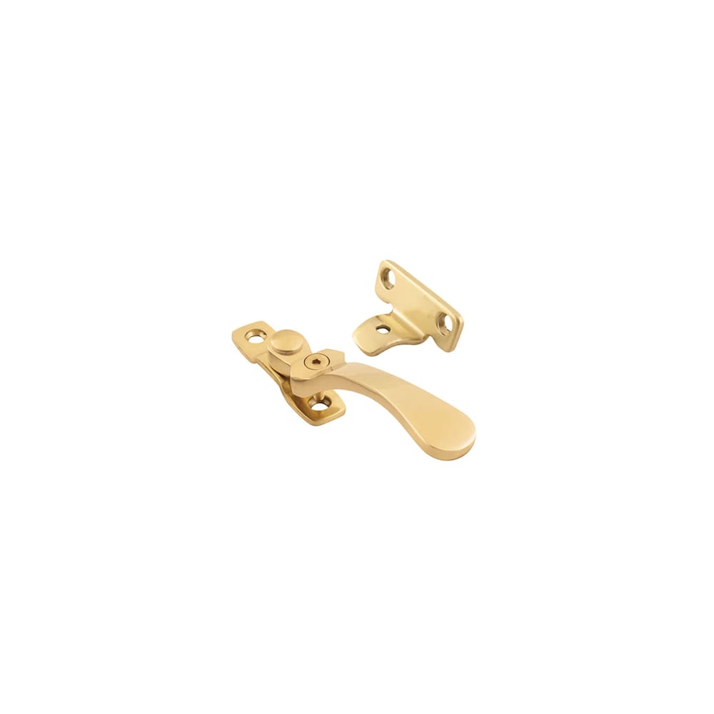 Altro Cast Victorian Locking Wedge Casement Window Fastener - Reversible - Polished Brass