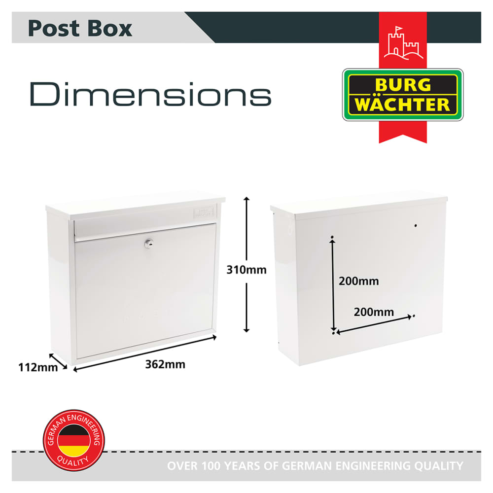 Burg Wachter Elegance Mailbox - 362 x 310 112mm - White