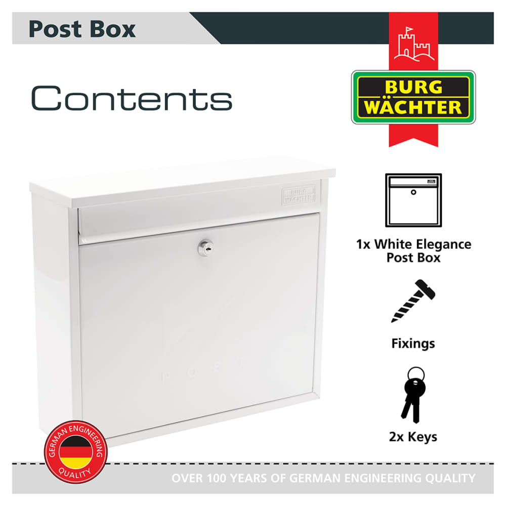 Burg Wachter Elegance Mailbox - 362 x 310 112mm - White