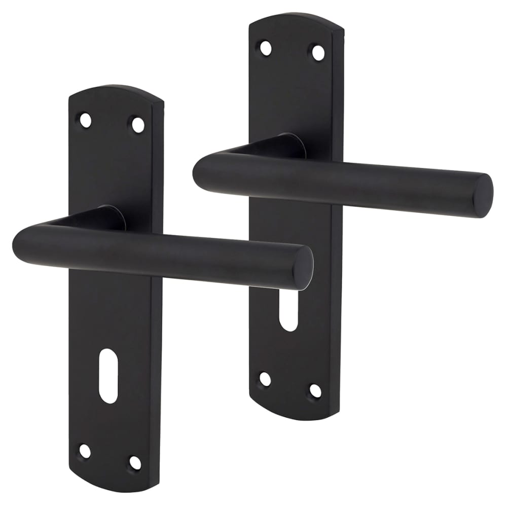 Altro Mitred Lock Door Handle - Keyhole - 172 x 44mm - Matt Black 