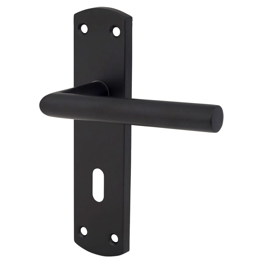 Altro Mitred Lock Door Handle - Keyhole - 172 x 44mm - Matt Black 