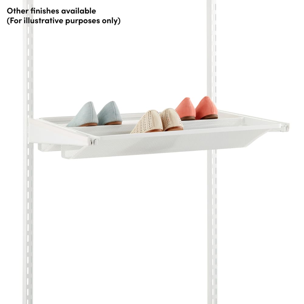 elfa Top Track System - Click In Double Mesh Gliding Shoe Rack - 605 x 96 x 430mm - Graphite