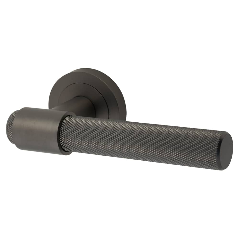 Hampstead Esme Knurled Door Handle on Rose - Anthracite Grey