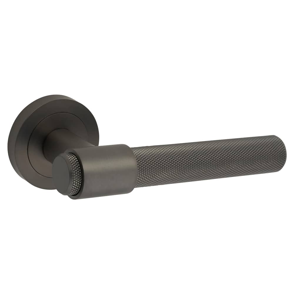 Hampstead Esme Knurled Door Handle on Rose - Anthracite Grey