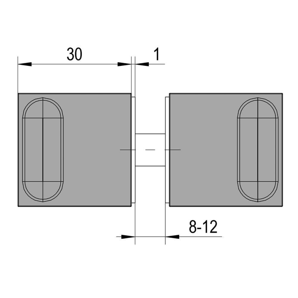 Bohle Shower Door Knob - Square - 30 x 30mm - Polished Chrome - Pair