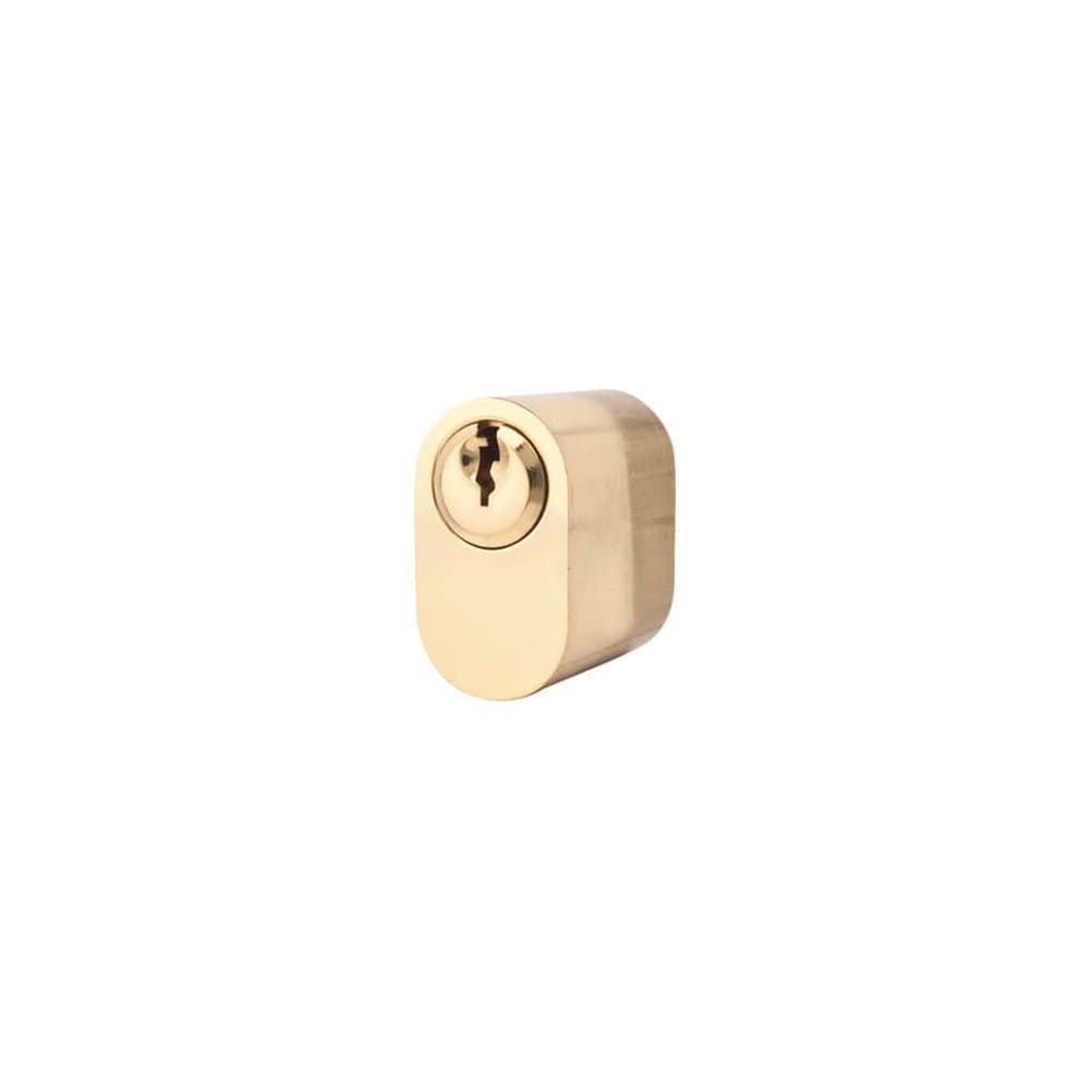 Securefast 6 Pin Scandinavian Oval Cylinder - External - Anti-Drill - Polished Brass