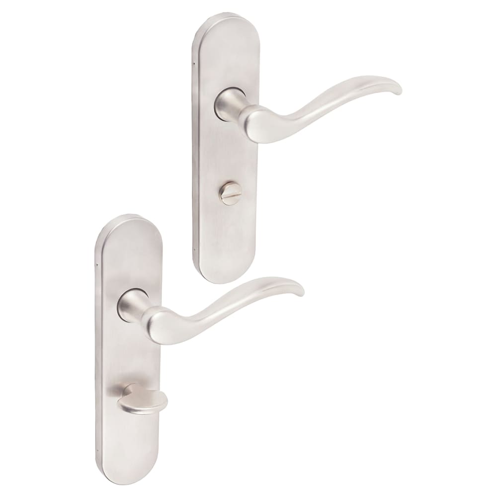 Urfic Geneva Bathroom Door Handle Satin Nickel IronmongeryDirect