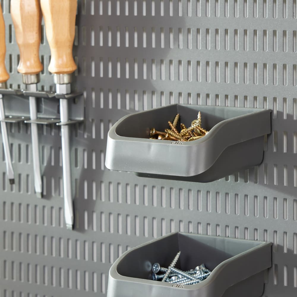 elfa Garage+ Storage Top Track System - Short Bin for Storing Board - Matt Grey