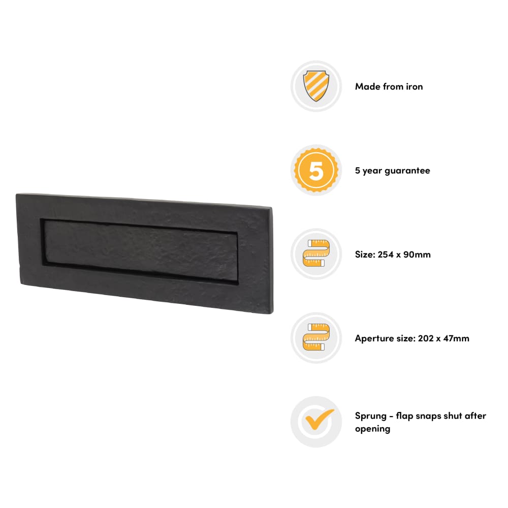 Olde Forge Plain Letter Plate - 254 x 90mm - Antique Black Iron